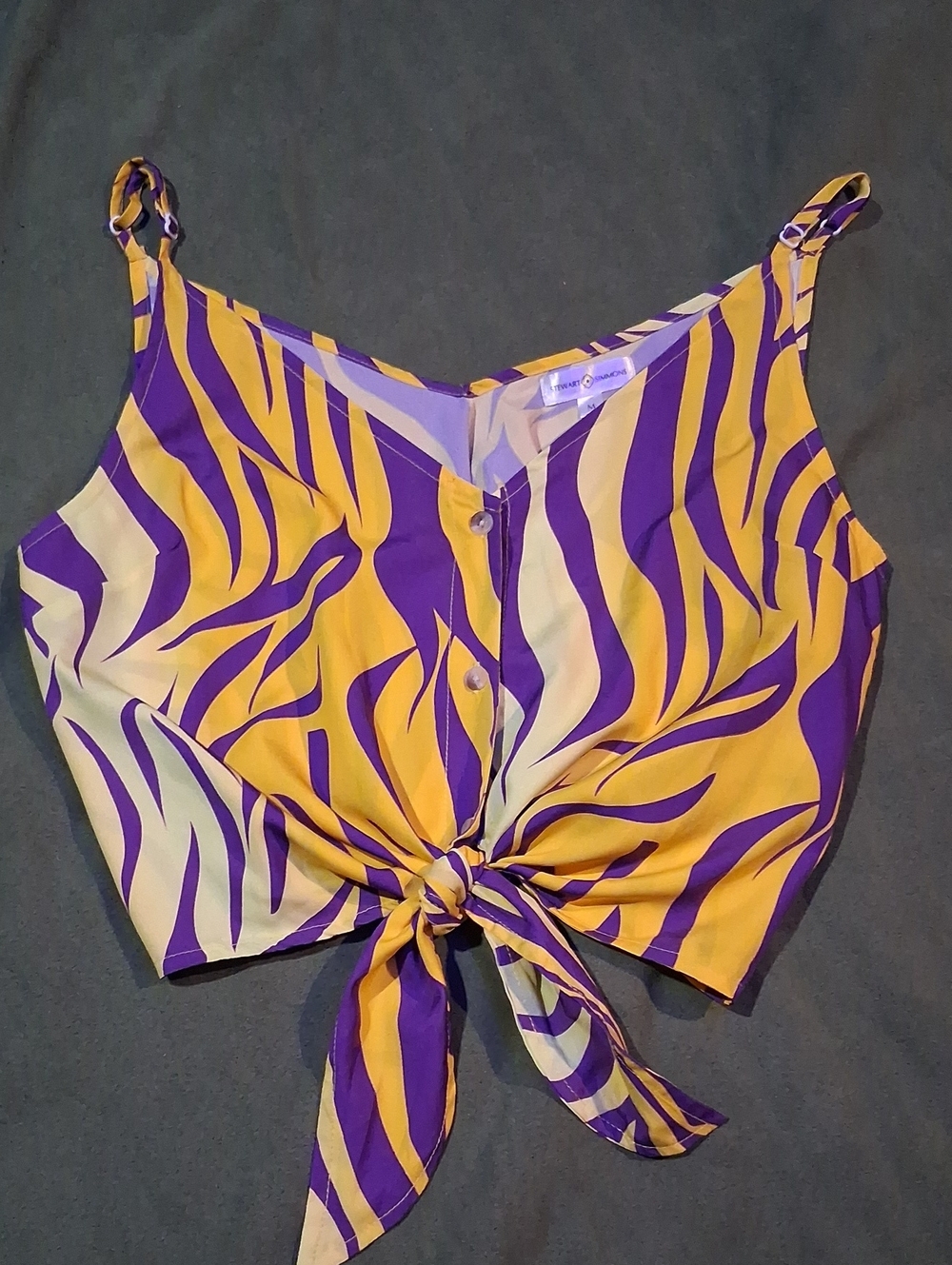 LSU Fans. Tie-Front Cami Tank Top in Purple, Yellow
